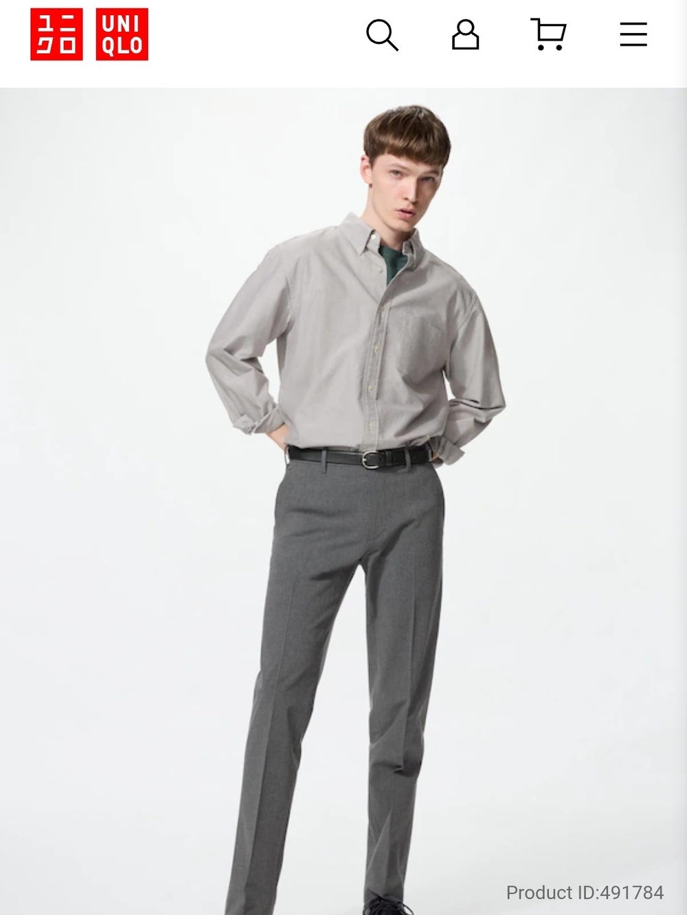 UNIQLO Men's Slim Dress Pants With Houndstooth Print That Appears Gray.
